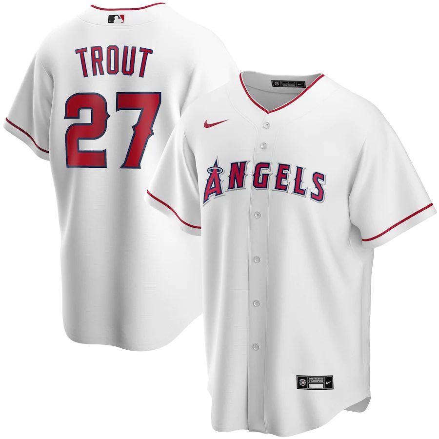 Youth Los Angeles Angels #27 Mike Trout Nike White Home Replica Player MLB Jerseys->women mlb jersey->Women Jersey